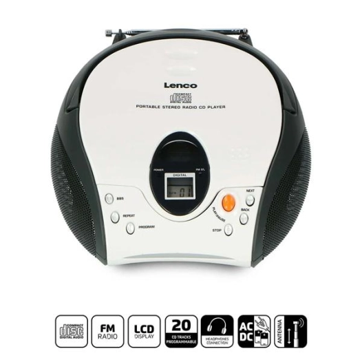 lenco radio portable cd scd-24 white - lenco