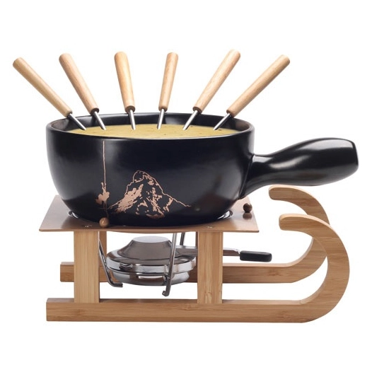 set fondue 22cm ceram noir +luge matterhorn - nouvel ltd