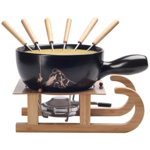 set fondue 22cm ceram noir +luge matterhorn - nouvel ltd