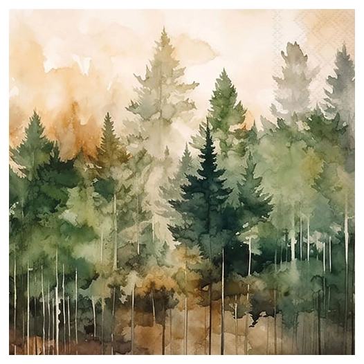 serviette 33 cm sapins verts fsc mix - ambiente europe