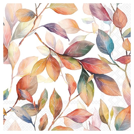serviette 33 cm feuilles colorã‰es fsc mix - ambiente europe