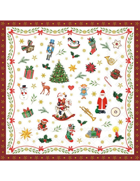 serviette 33 cm boules de noã‹l rouges fsc mix - ambiente europe