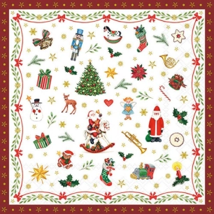 serviette 33 cm boules de noã‹l rouges fsc mix - ambiente europe