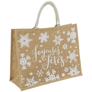 sac jute joyeuses fetes flocon l43 - aubry gaspard vannerie nouvelle