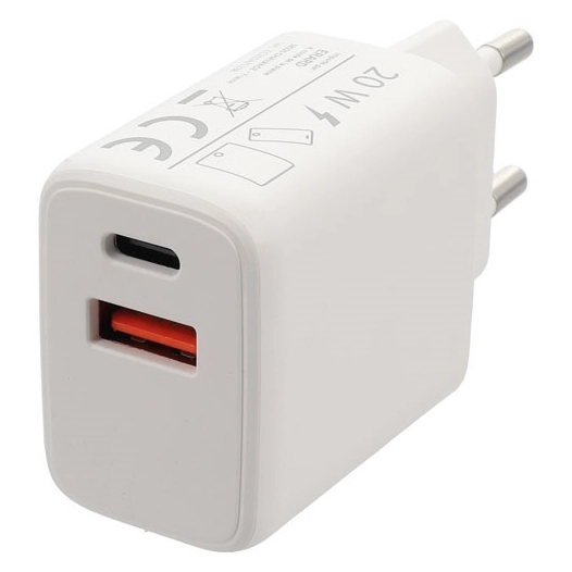 chargeur 2 usb a+c - sur secteur 230v -qc3.0 pd 20w - blanc - erard - antenne