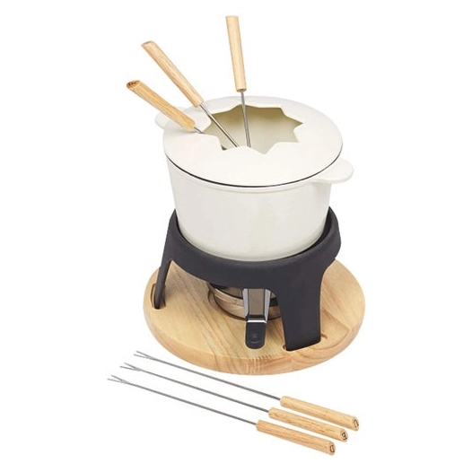 alpina*serv.fondue.bourg. 6p fte emaille*bc 16cm - nouvel ltd