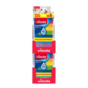 présentoir de comptoir à suspendre avec 10 packs de 8 unites de chiffons microfibre colors, réf. 77608