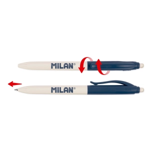 stylo à bille effaçable par friction p1, encre bleue, boîte de 25 unités, présentoir