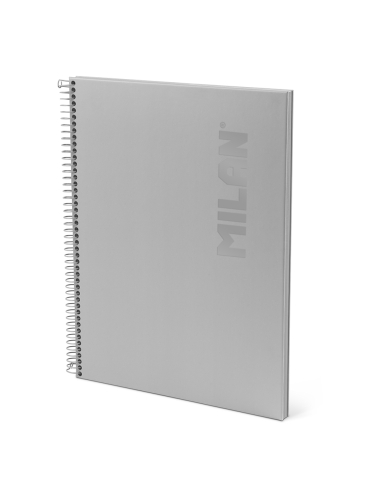 cahier a4, à spirale, couverture rigide, 80 feuilles quadrillées, série shadow, gris