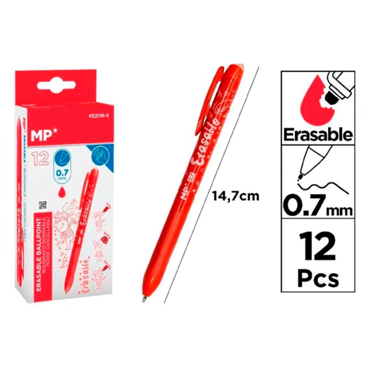 stylo effaçable rouge, 12 unités, blister