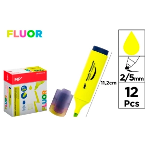 surligneur fluorescent fluor, pointe 2/5 mm, jaune, 12 unités, boîte