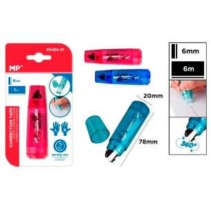 ruban correcteur 360°, 6 mm x 6 m, couleurs assorties, blister