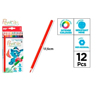 crayons de couleur en bois hexagonaux, 12 unités, blister