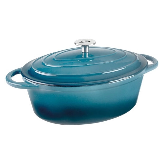 cocotte fonte ovale 33x26 bleu ocean - lacor france