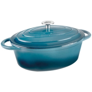 cocotte fonte ovale 33x26 bleu ocean - lacor france