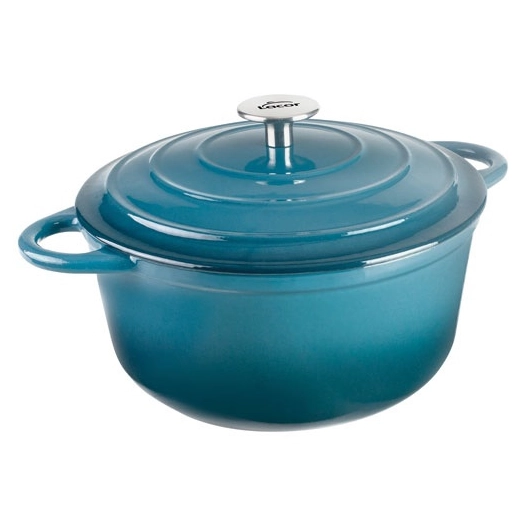 cocotte fonte ronde 28 cm bleu ocean - lacor france