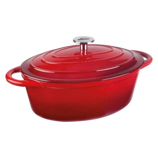 cocotte fonte ovale 33x26 rouge - lacor france