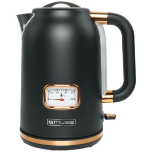 bouilloire 1,7l 2000w indicateur de tâ° noir cuivre - new one - muse pem