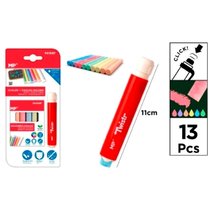 craies de couleur 12 unités + porte-craie, blister