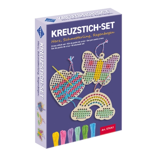 kit de broderie pour enfants papillon, arc-en-ciel et coeur