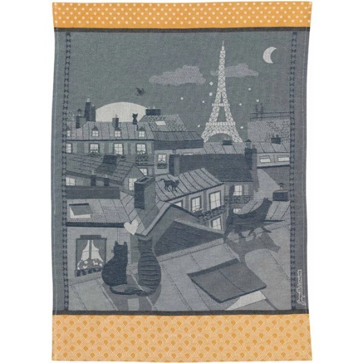 torchon jacquard toits de paris bleu 50x70 - sde ld