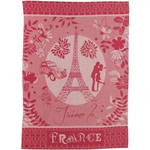 torchon jacquard tour eiffel rouge 50x70 - sde ld