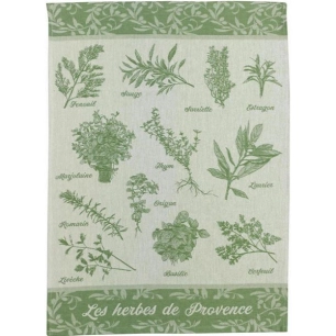 torchon jacquard herbes de provence vert 50x70 - sde ld