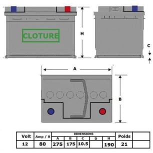 n69 batterie cloture attractiv 12v - 80 ah - batterie seche