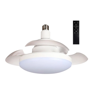 ventilateur de plafond led pales rétractables, e27, 18w 1900 lm, ø40 cm, blanc