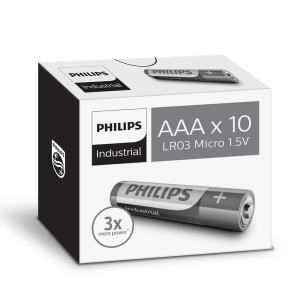 pile alcaline industrielle aaa, lr03, 1,5 v, ø10,5 x 44,5 mm, 10 unités, boîte