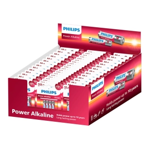 piles alcalines power, présentoir 30 blisters 4 unités aa + 20 blisters 4 unités aaa