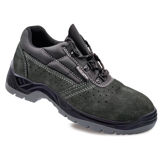 chaussures de sécurité en croûte perforée gris foncé s1p src taille 36 cuir noir.