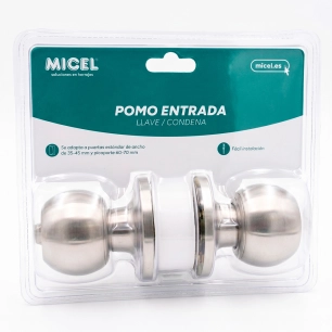 bouton de porte avec serrure - condamnation, forme boule, modèle pp07, en acier inoxydable avec finition en inox, blister