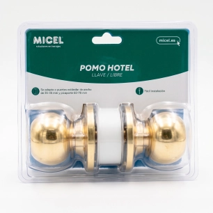 bouton de porte avec serrure - libre, forme boule, modèle pp07, en laiton avec finition en laiton poli, blister