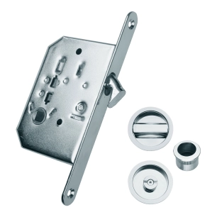 serrure à mortaiser pour porte coulissante, modèle pcr03, en acier finition nickel satiné, 160 x 70 x 16 mm