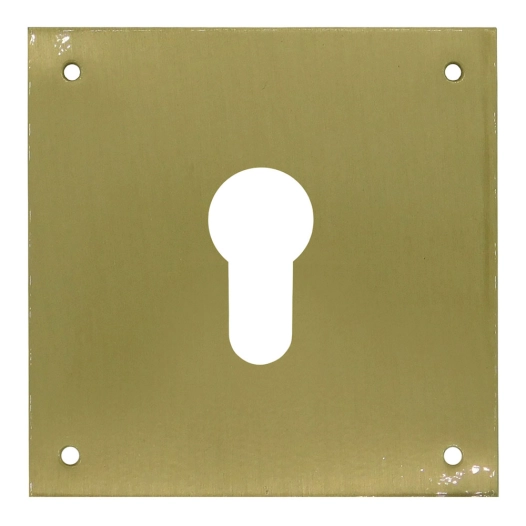 plaque entrée de clé, poire, modèle plp13, en laiton avec finition laiton satiné, 80 x 80 mm
