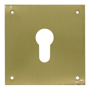 plaque entrée de clé, poire, modèle plp13, en laiton avec finition laiton satiné, 80 x 80 mm