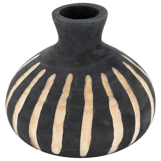 vase bois boule noir+strie h15 - aubry gaspard ld