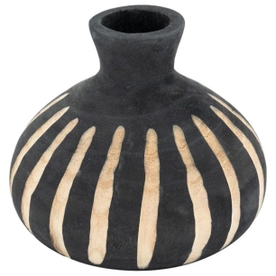 vase bois boule noir+strie h15 - aubry gaspard ld