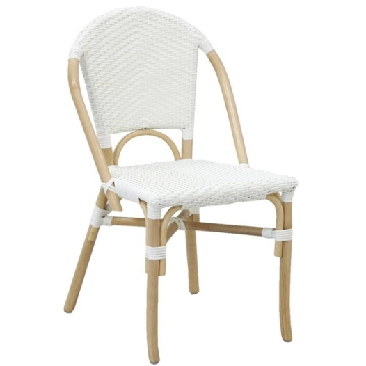 chaise rotin+resine blanc - aubry gaspard ld