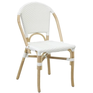 chaise rotin+resine blanc - aubry gaspard ld