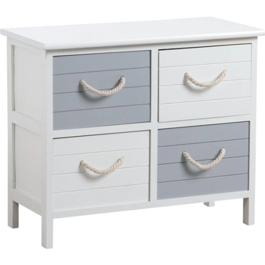 commode 4t mdf blanc et gris - aubry gaspard ld