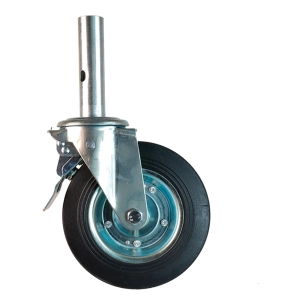 roulette d'échafaudage mâle, avec frein, caoutchouc noir, charge maximale 200 kg, ø 200 mm