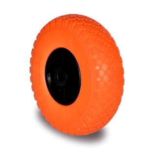roue increvable, bande de roulement en polyuréthane expansé, orange, charge maximale de 60 kg, ø 260 mm