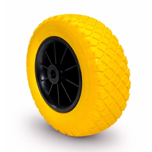 roue increvable, bande de roulement en polyuréthane expansé, jaune, charge maximale de 50 kg, ø 260 mm