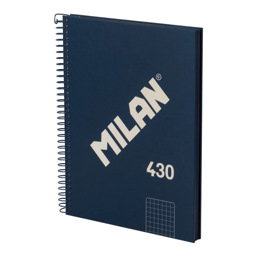 cahier a5, reliure spirale, couverture rigide, 80 feuilles quadrillées, bleu