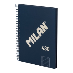 cahier a5, reliure spirale, couverture rigide, 80 feuilles quadrillées, bleu