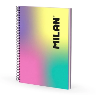 cahier a4, reliure spirale, couverture rigide, 120 feuilles quadrillées, bande colorée, multicolore