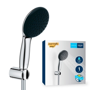 ensemble de douche vitalio star 110 avec poignée à 1 fonction, flexible de 1,75 cm et support mural.