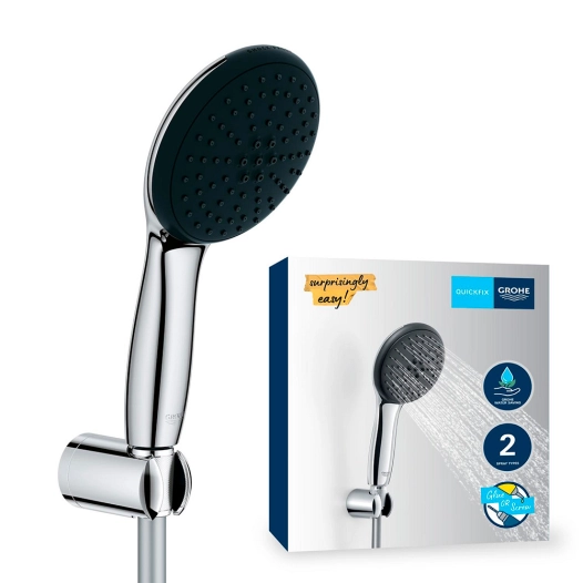 ensemble de douche vitalio star 110 avec poignée à 2 fonctions, flexible de 1,75 cm et support mural.
